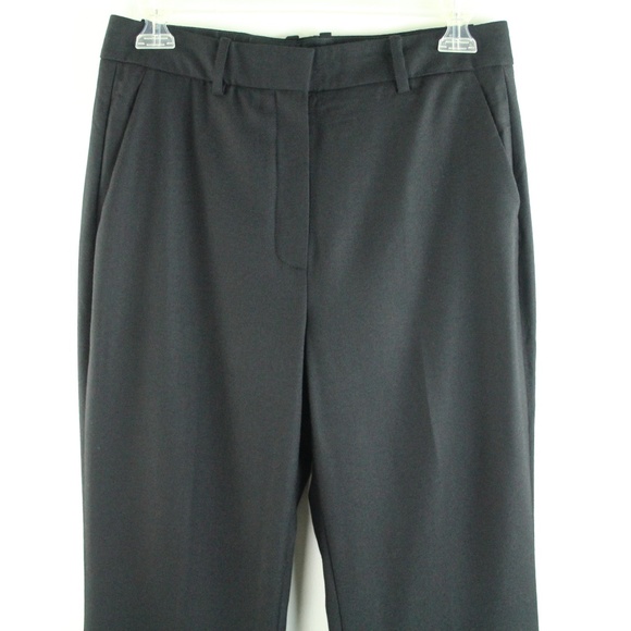 Theory Demitria HW Black Sleek Flannel 2 Wool Flared High Waist Pants 4 - Picture 3 of 6